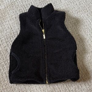 Little Bipsy Black Fleece Vest with Gold Accents